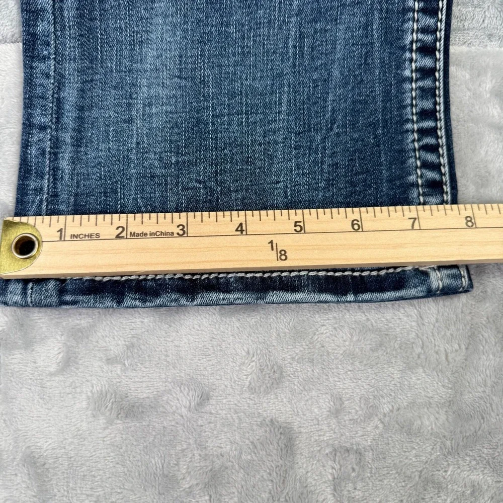 Miss Me Mid Rise Bootcut Jeans Dark Wash Embroidered Sequin Size 25x34 NEW